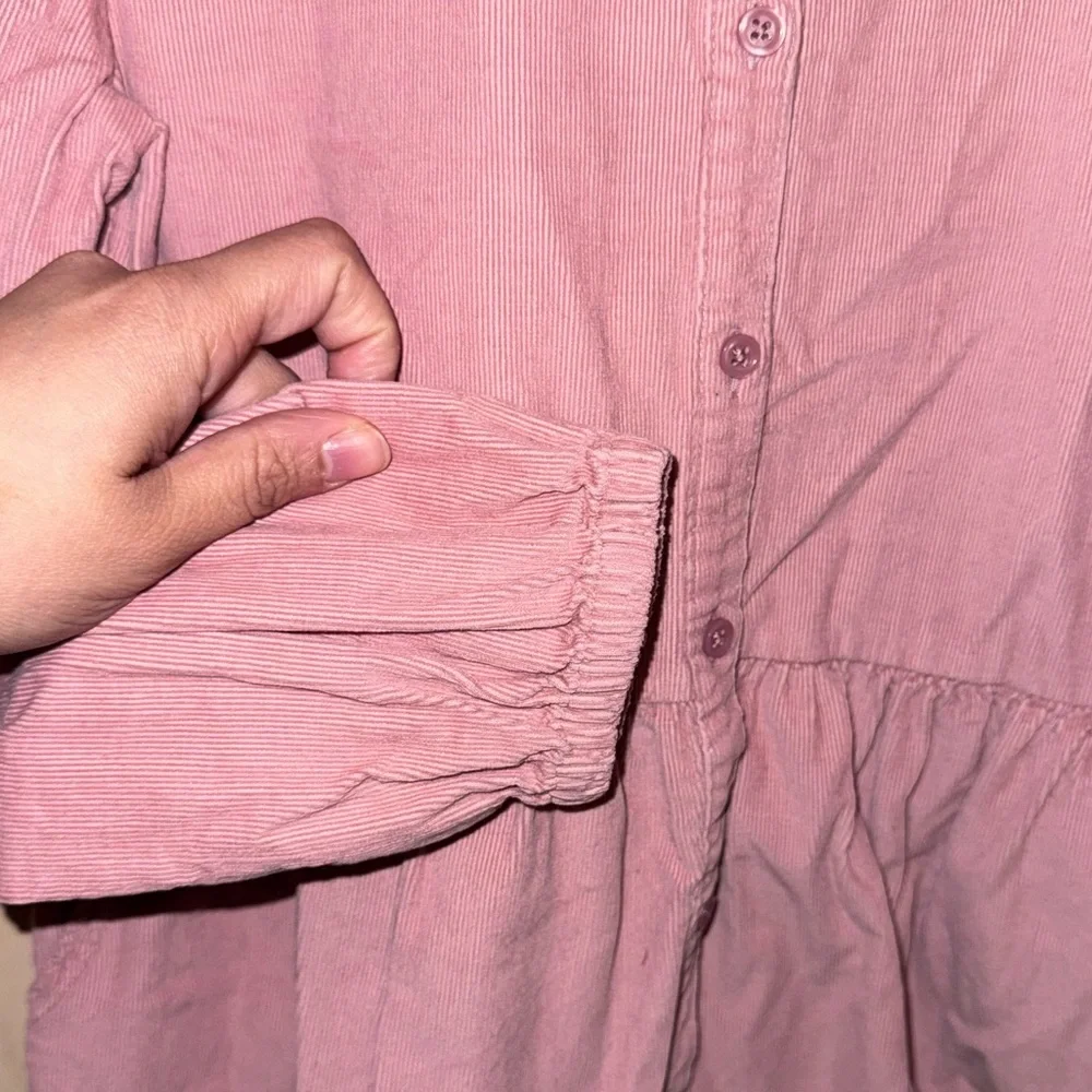 Old Navy Girls Pink Corduroy Button Front Dress Long Sleeve Size L 10/12